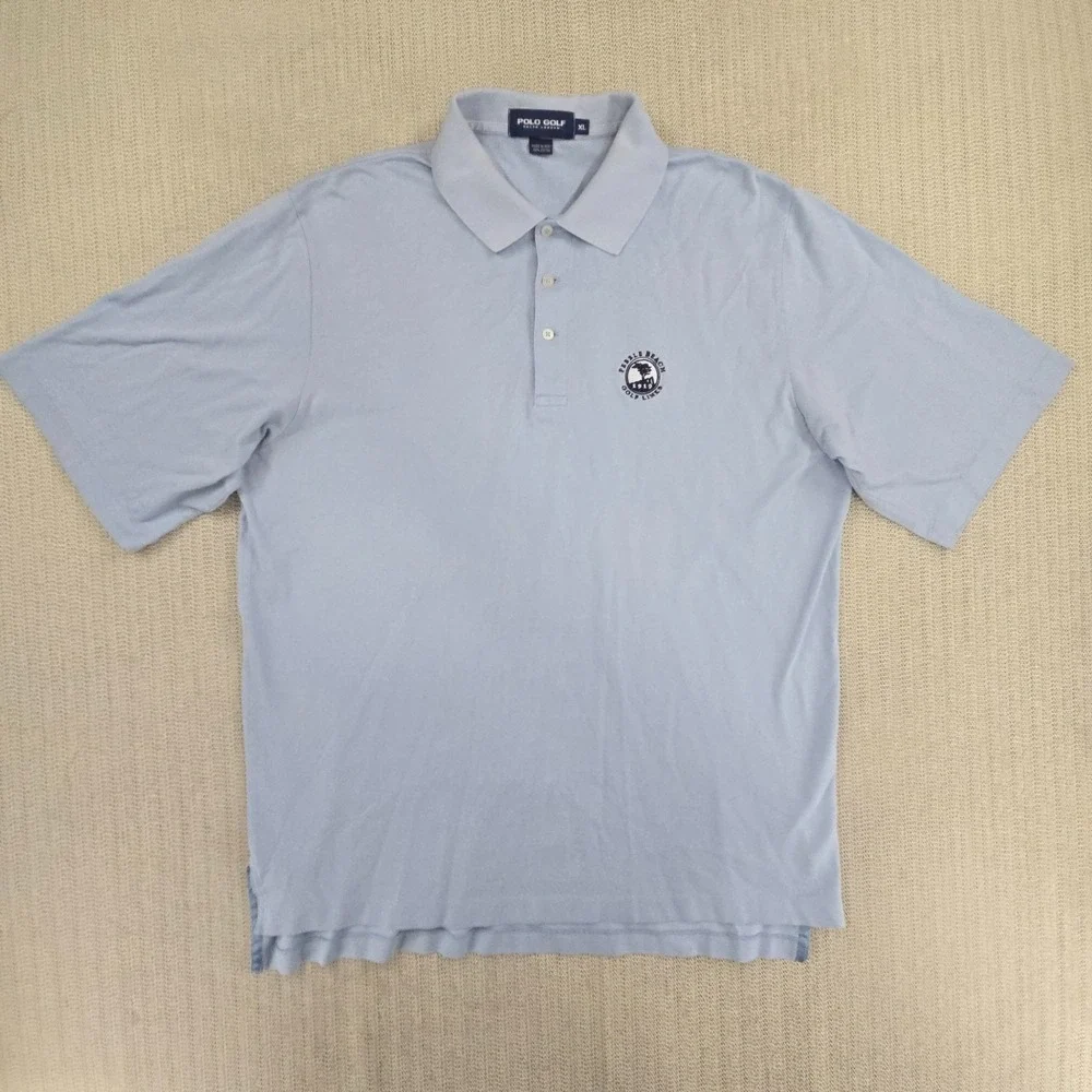 Polo Ralph Lauren Golf Shirt Mens XL Blue Pebble Beach Links Vintage Y2K
